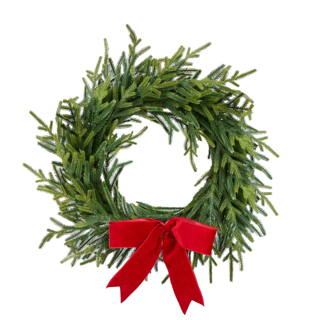 Festive Feeling 65cm Pine Faux Christmas Wreath With Bow, product image 2