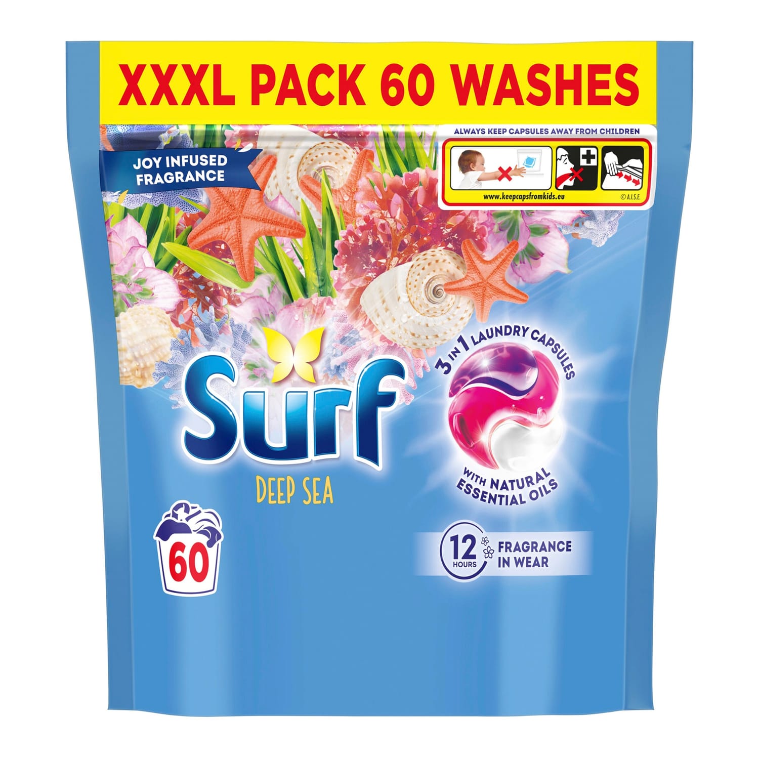 Surf 3in1 Laundry Washing Detergent Capsules 60 washes - Deep Sea